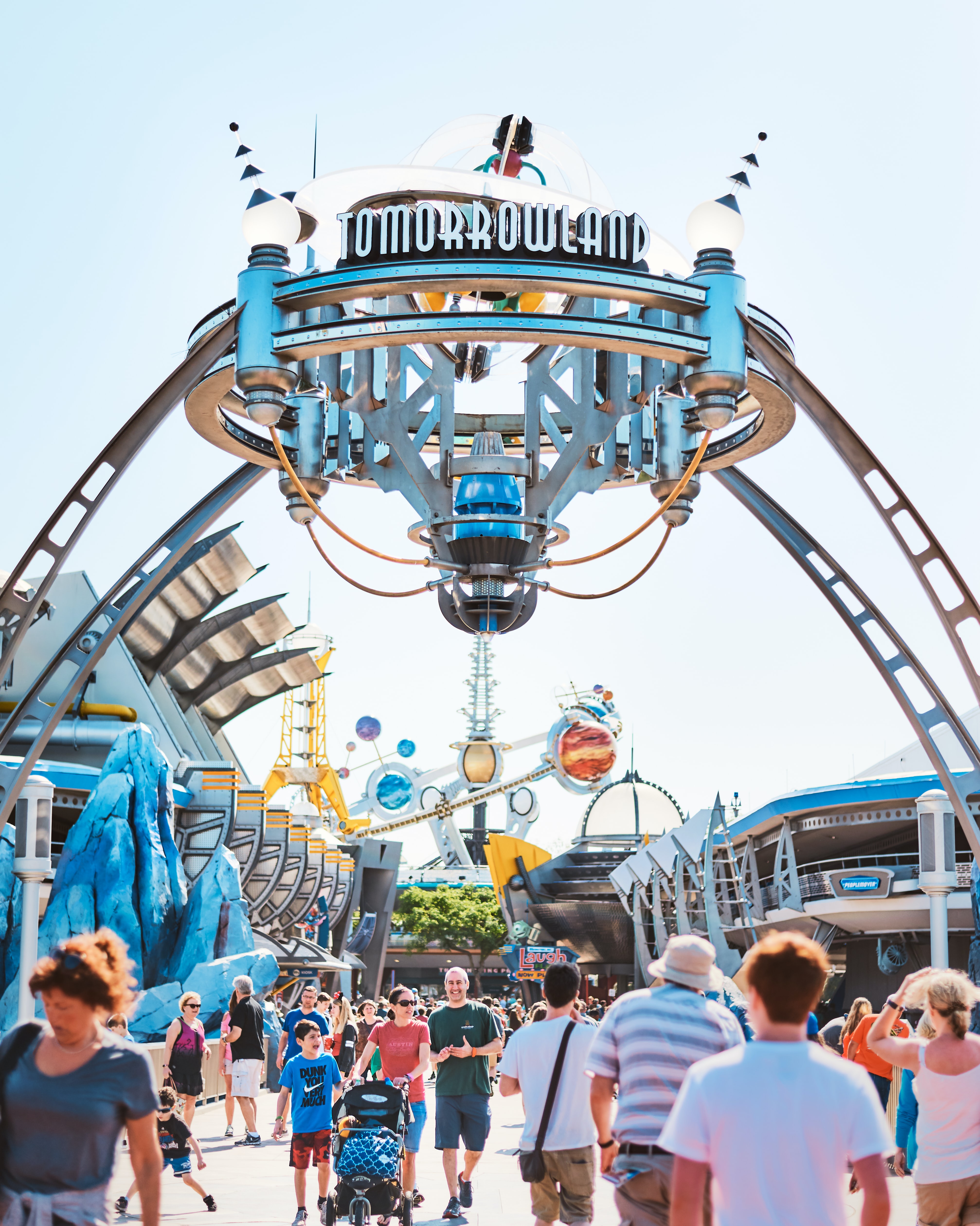 People walking in Tomorrowland at Magic Kingdom in Walt Disney World